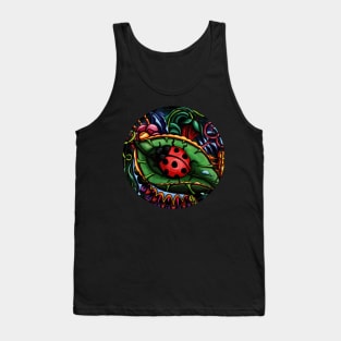 Bright ladybug on a leaf painting, whimsical nature Tank Top